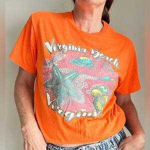 Vintage Graphic T shirt Orange Beach Size M Unisex Virginia Beach